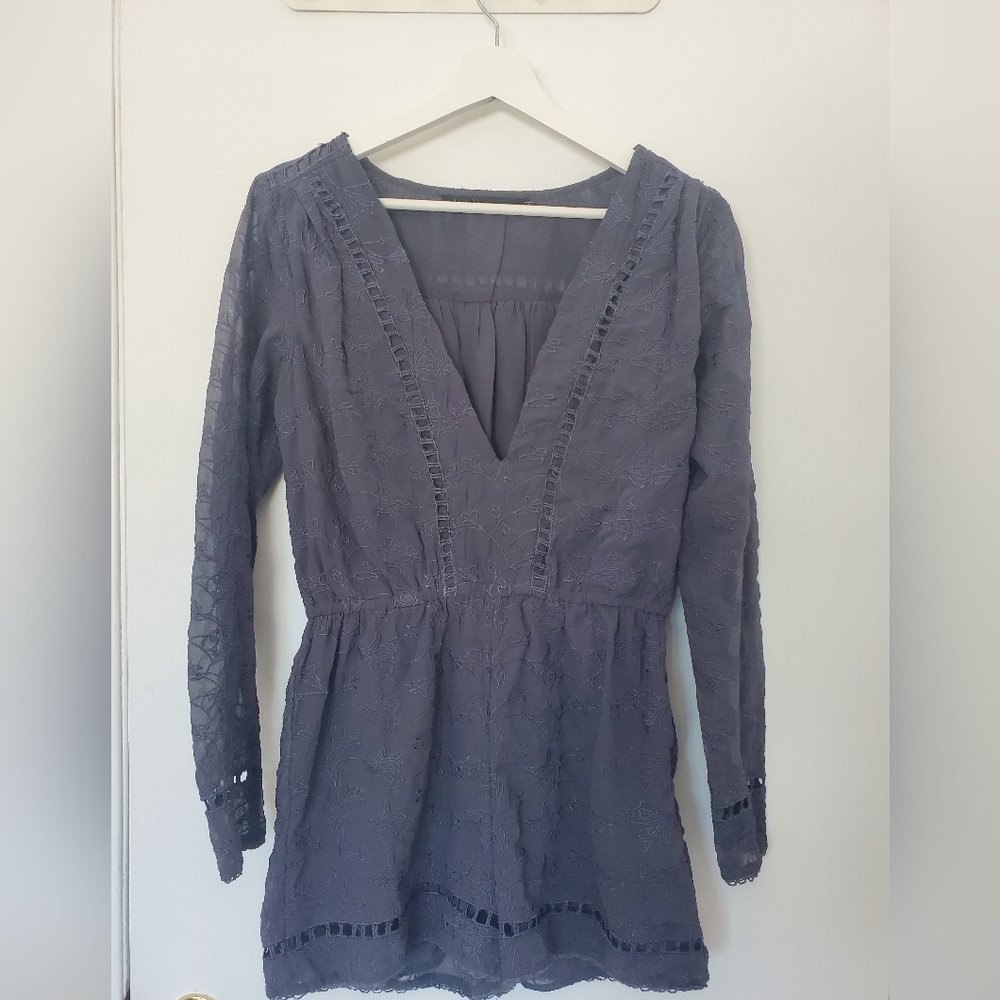 House of Harlow 1960 Charcoal Embroidered Romper